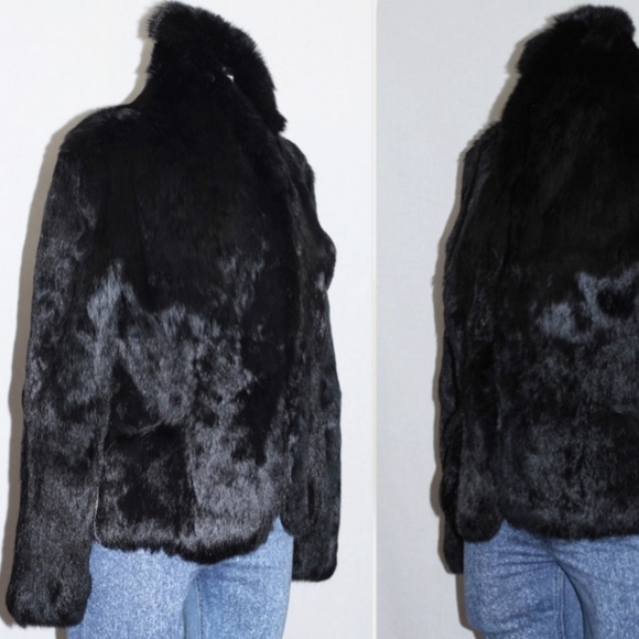 Black Rabbit Fur Coat - Picture 8 of 14